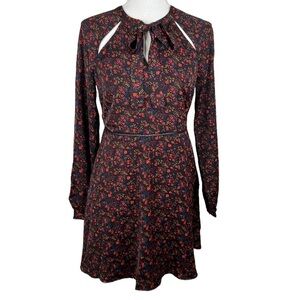 Abercrombie & Fitch Black & Red Floral Boho Fit & Flare Mini Dress Size Small